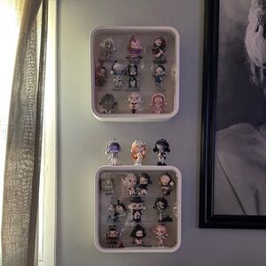 Skullpanda figurines with White Wall-Mount Display Case